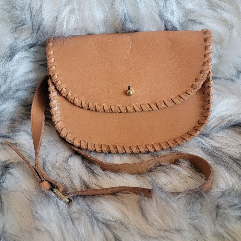 Madewell Tan Whipstitched Leather Crossbody Bag